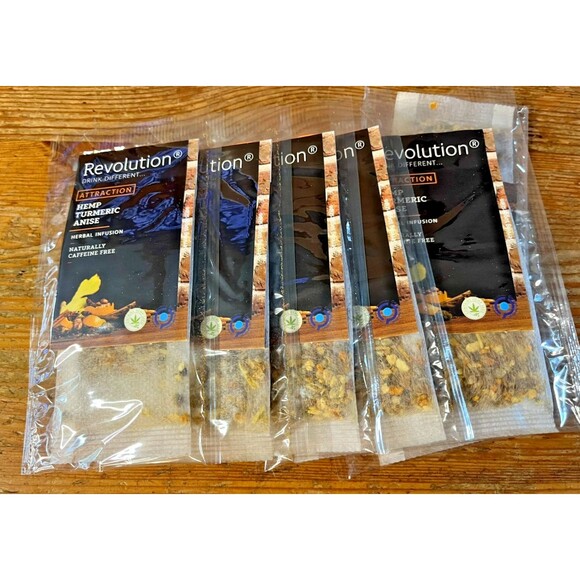 Revolution Attraction Tea Hemp, Turmeric & Anise Herbal Infusion 60 Sealed Bags - Picture 5 of 6